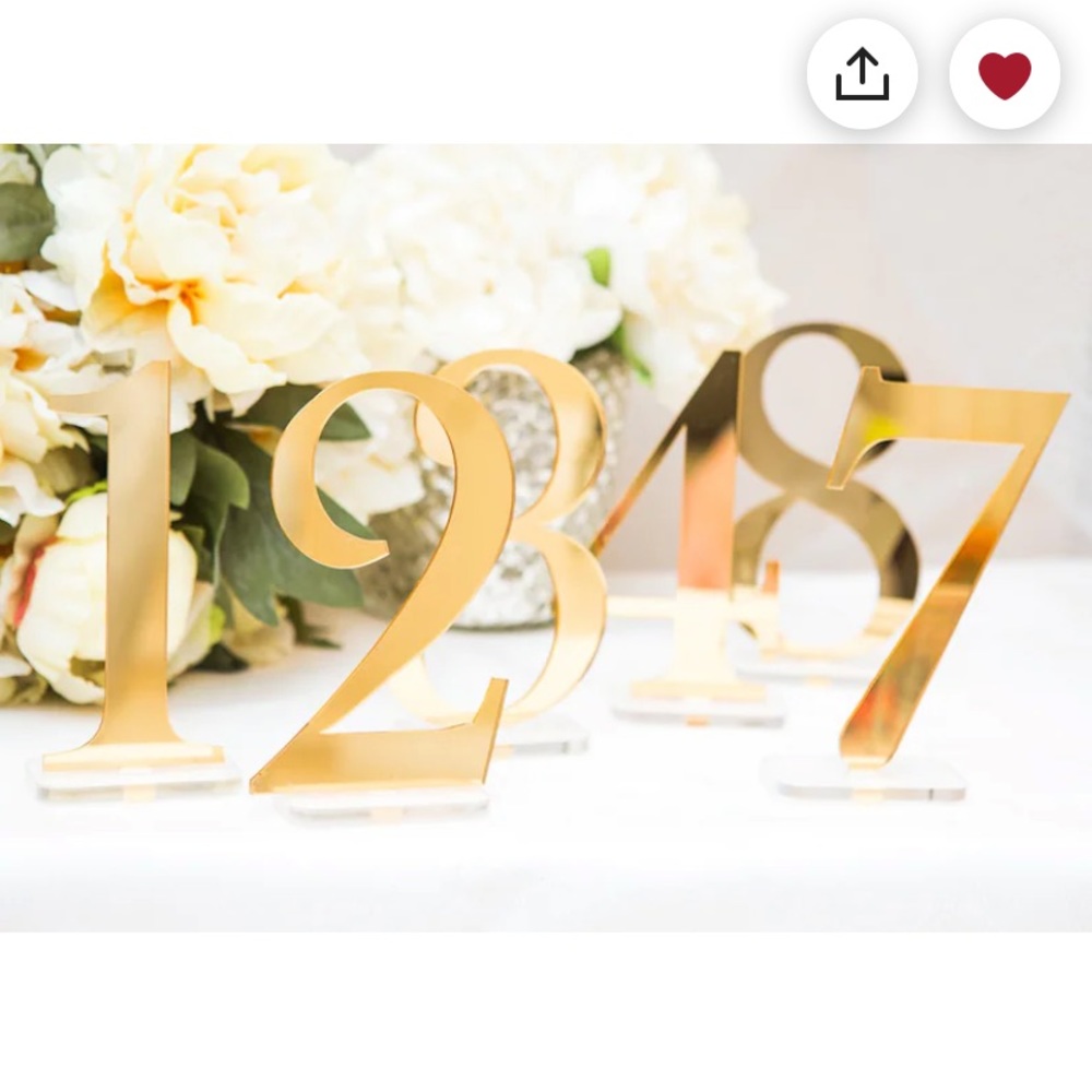 GOLD TABLE NUMBERS 1-10 WITH HOLDING STANDS